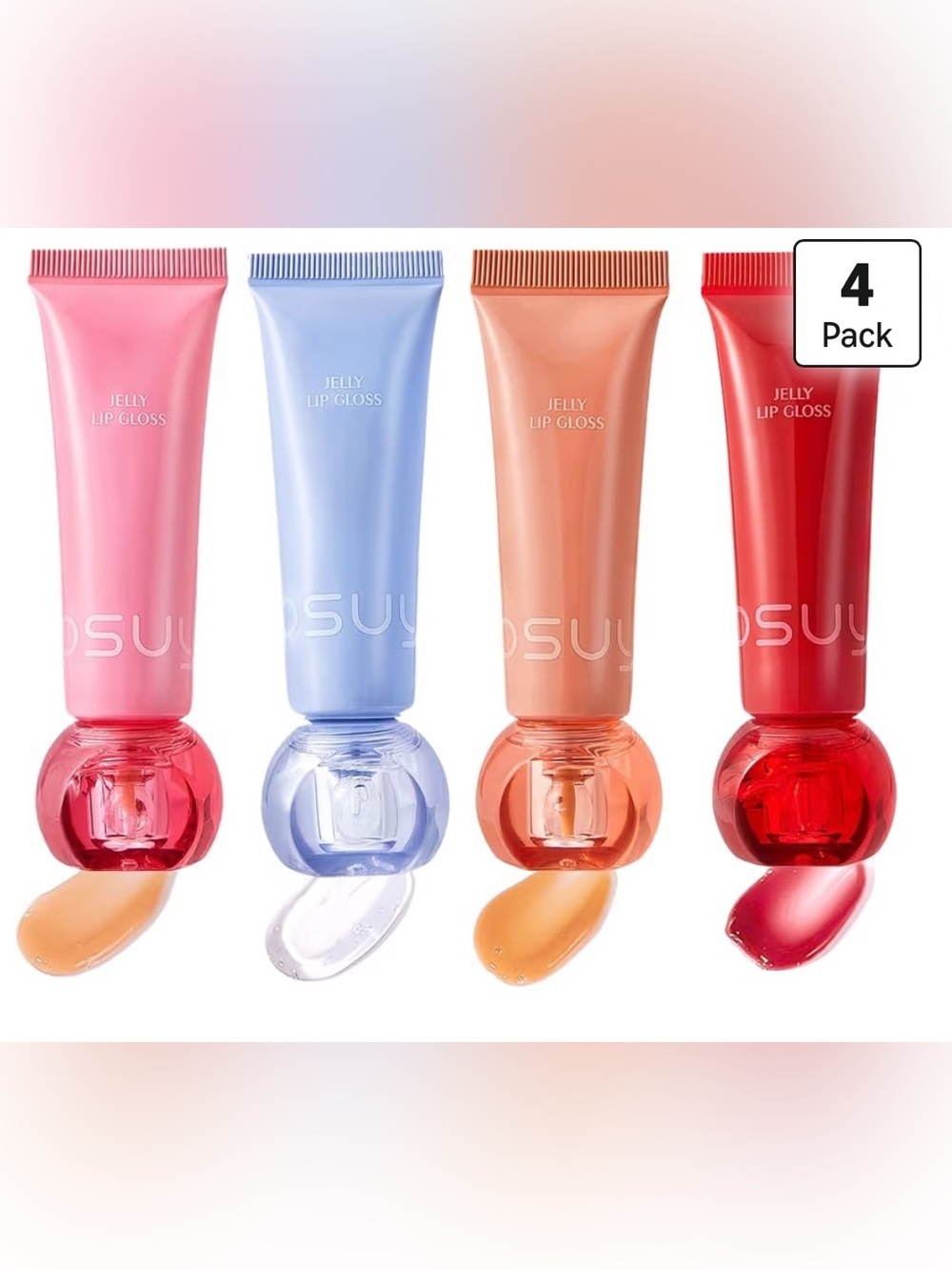 Jelly Lip Gloss Set — Blue, Peach, Red, Pink - Picture 4 of 4